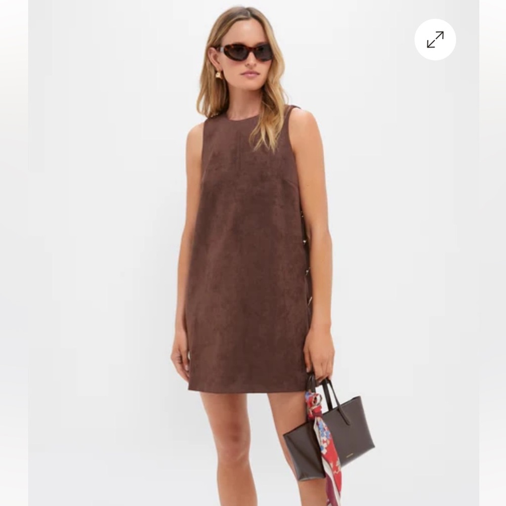 Hyacinth House Chocolate Brown Suede Mini Shift Dress